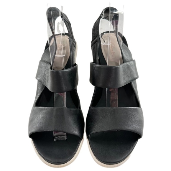 Clarks heels size 9 40 black taupe leather avant-garde color blocking funky - Picture 2 of 13